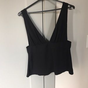 Zara low cut black top with tie back